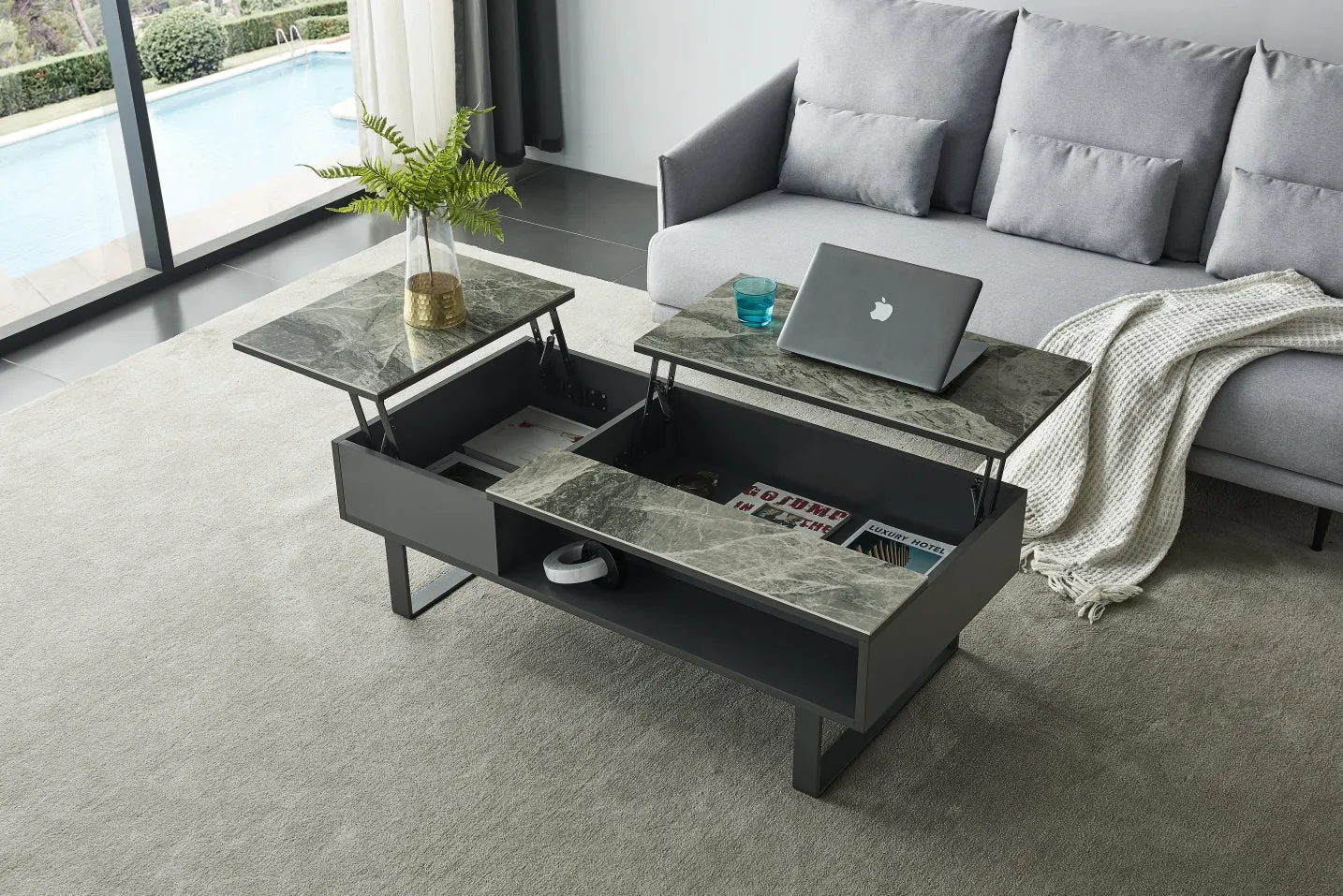 1388 Coffee Table W/ Storage Grey