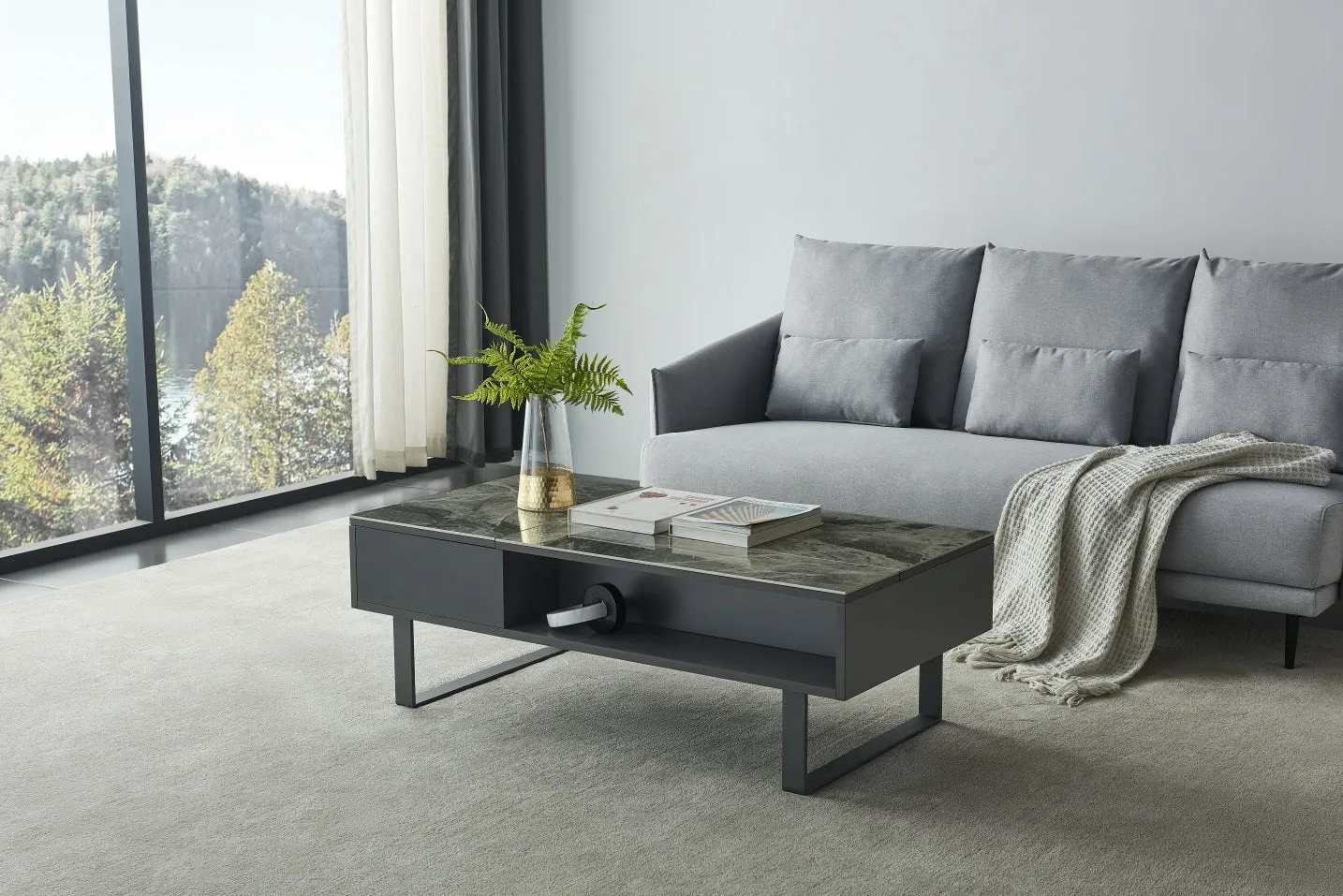 1388 Coffee Table W/ Storage Grey