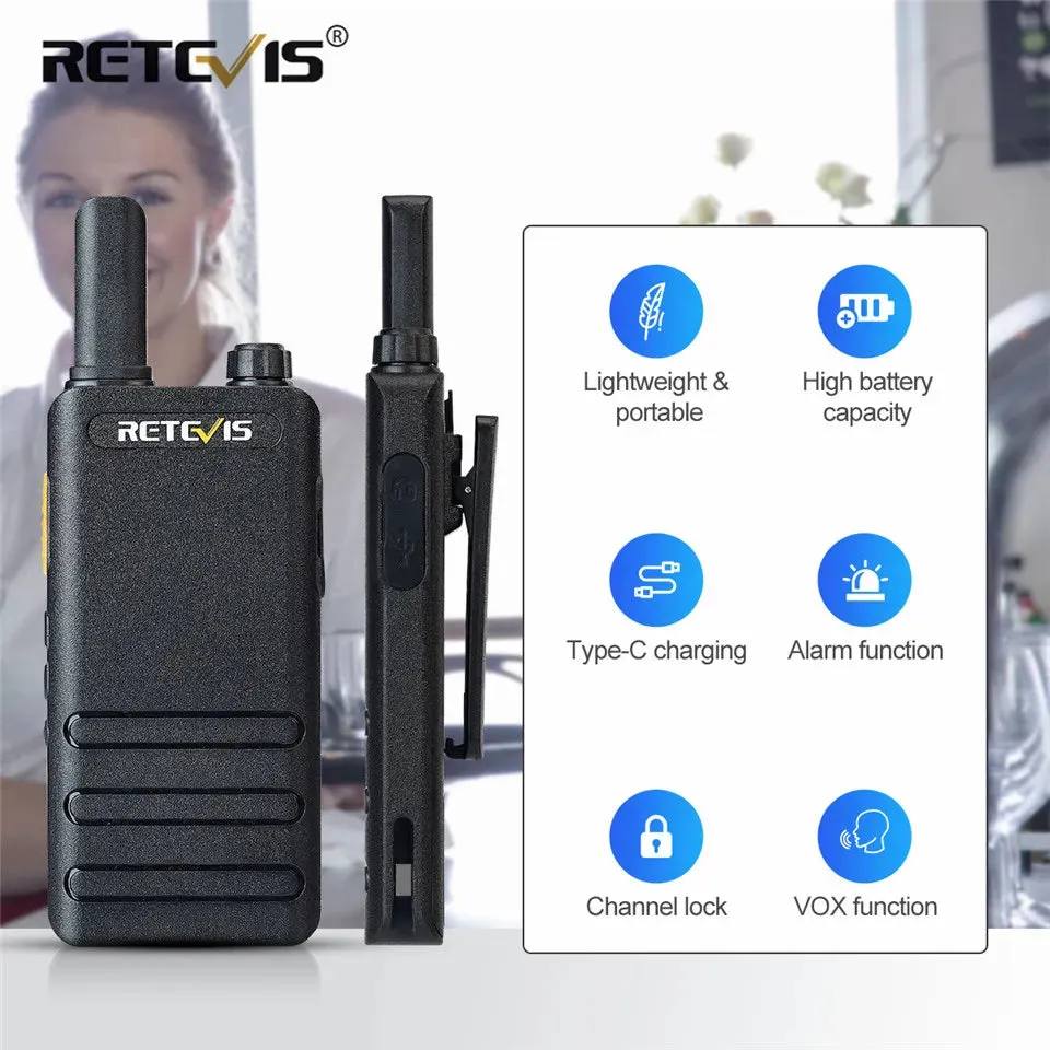 15mm Ultra-thin Mini Walkie Talkie Retevis RT622P Type C Charge VOX Walkie-talkies PMR446 Profesional Portable Two-way Radio ht