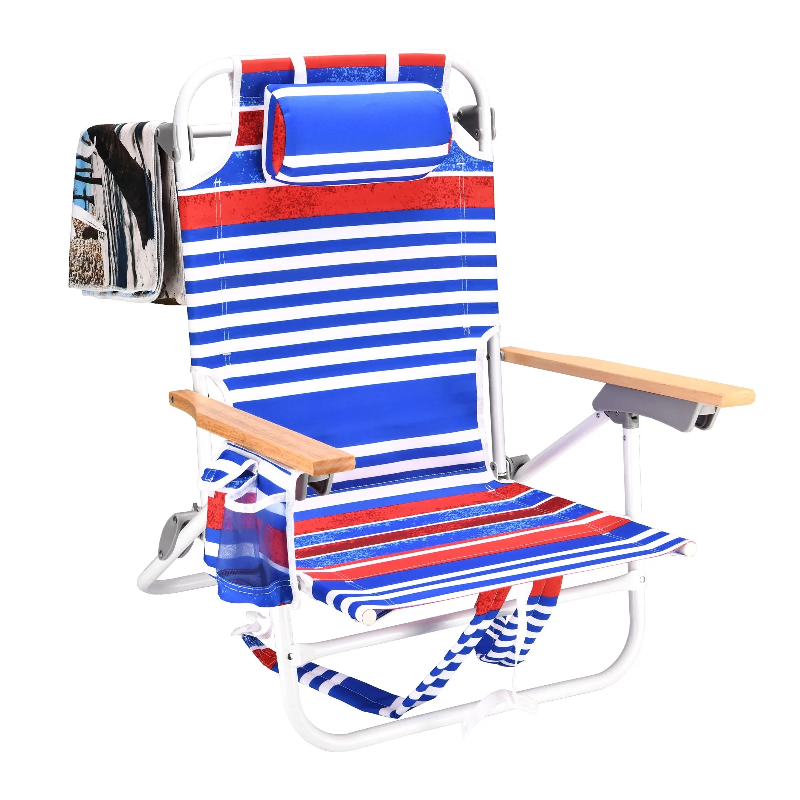 1PCS Backpack Beach Chairs for Adults Beach towel backpack beach chairs for adults 5 position chair with pouch folding lightweight positions back pack 13 inch high