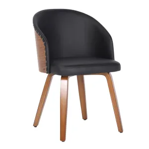 Ahoy Mid-Century Modern Side Chair in Walnut Bamboo and Black Faux Leather by LumiSource