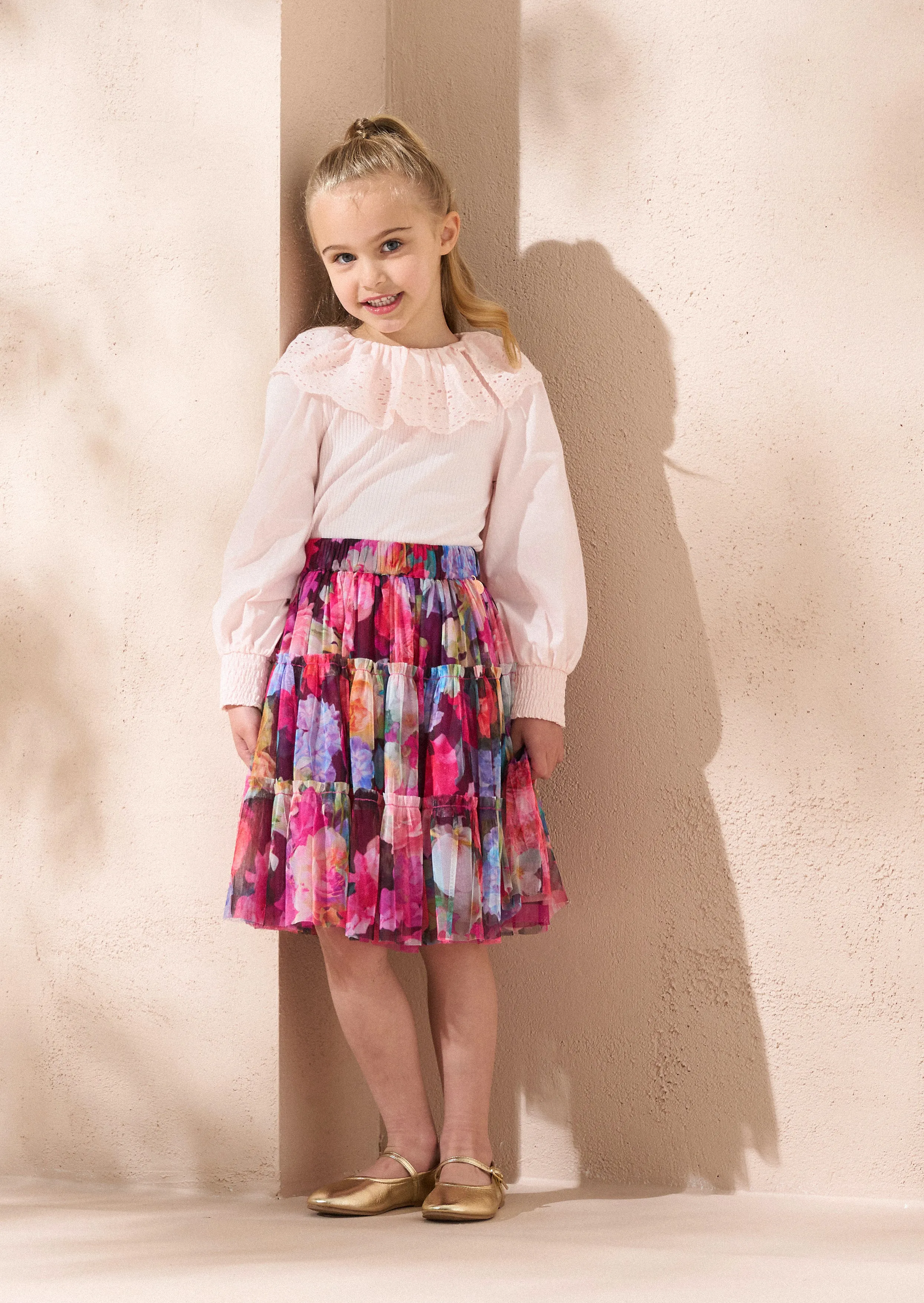 Alessia Pink Floral Mesh Skirt