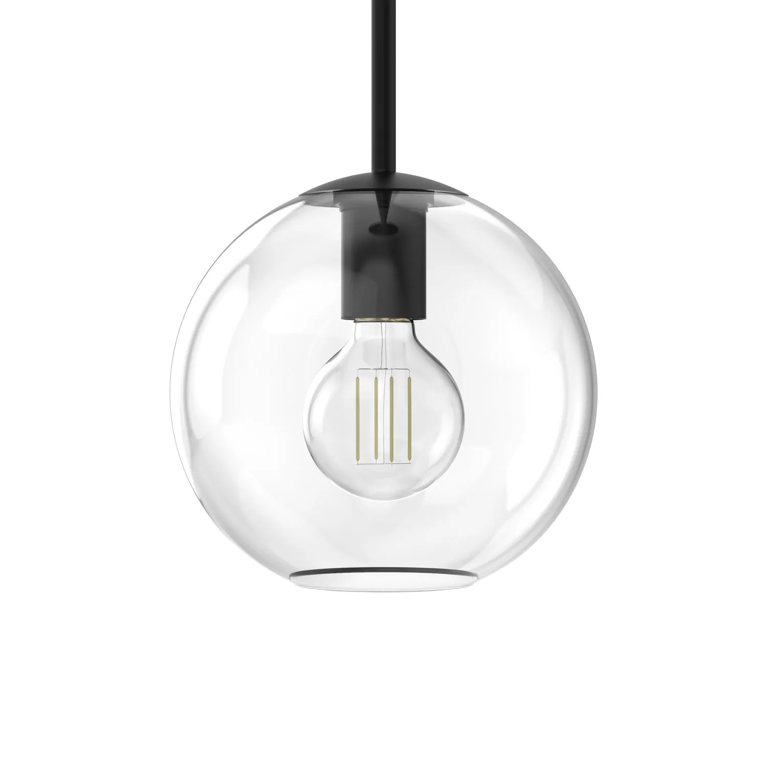 Aria 8" Clear Globe Pendant, Matte Black