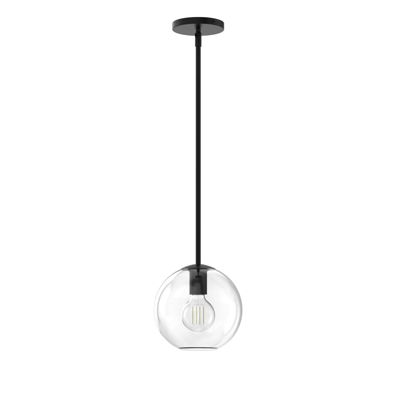 Aria 8" Clear Globe Pendant, Matte Black