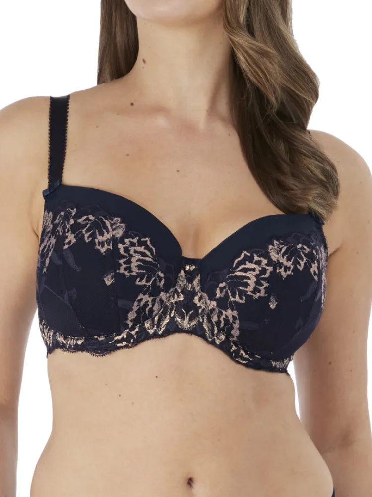 Aubree Padded Half Cup Bra - Navy