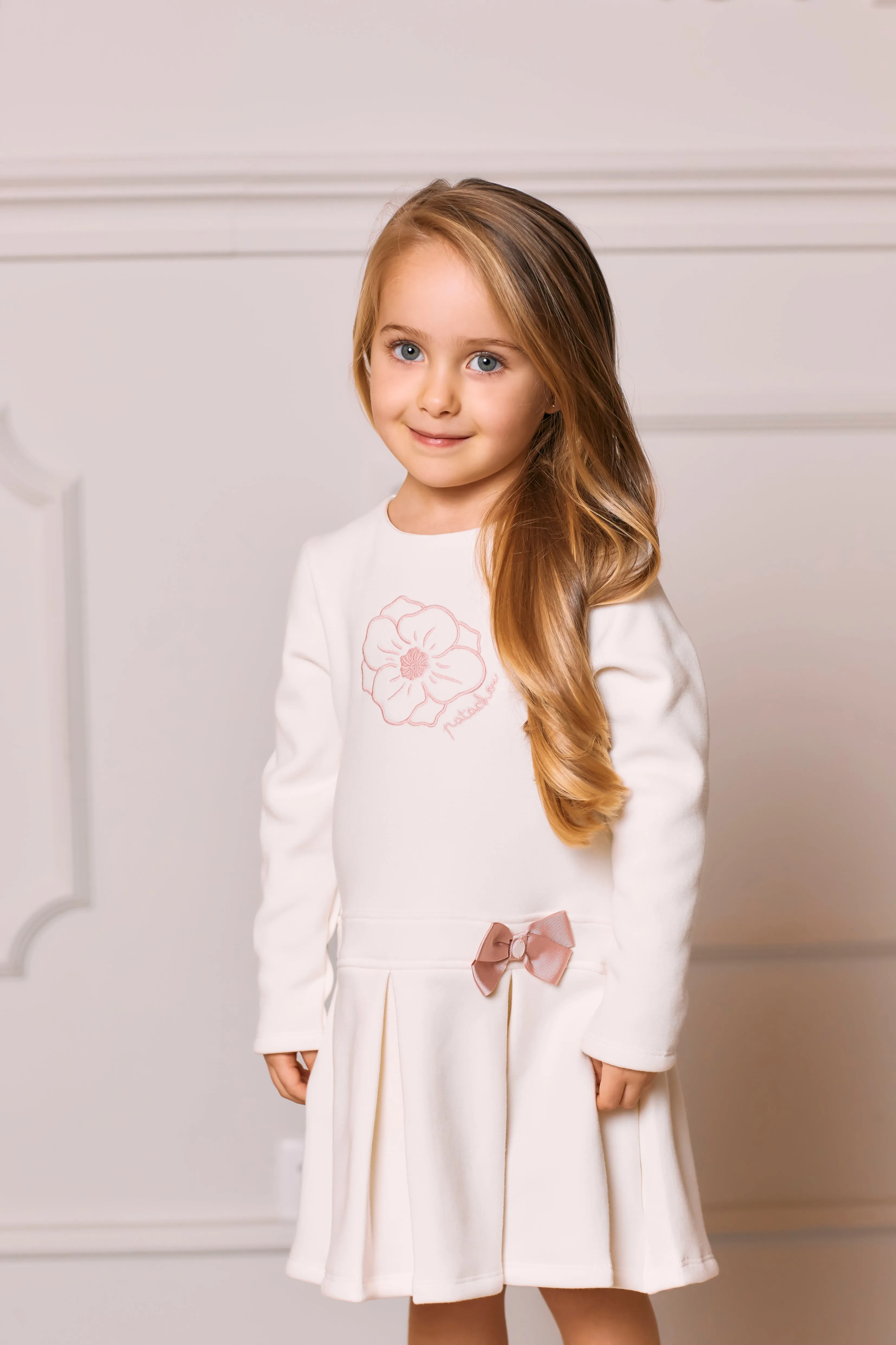 AW24 Patachou Girls Ivory & Pink Embroidered Dress