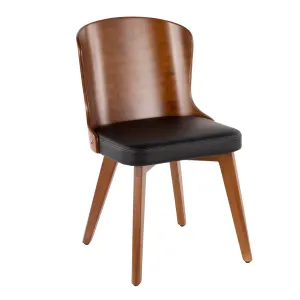 Bocello Mid-Century Chair in Walnut and Black Faux Leather by LumiSource