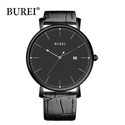 BUREI Men Watch Top Fashion Brand Male Real Leather Strap Large Dial Waterproof Clock Business Sapphire Lens Watches Hot Sale