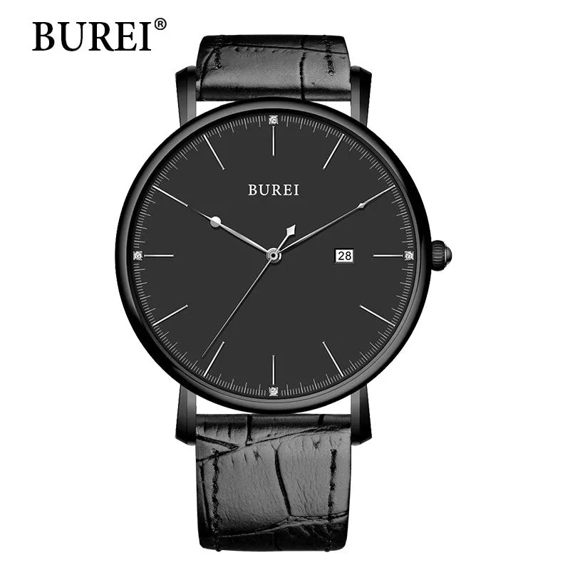 BUREI Men Watch Top Fashion Brand Male Real Leather Strap Large Dial Waterproof Clock Business Sapphire Lens Watches Hot Sale