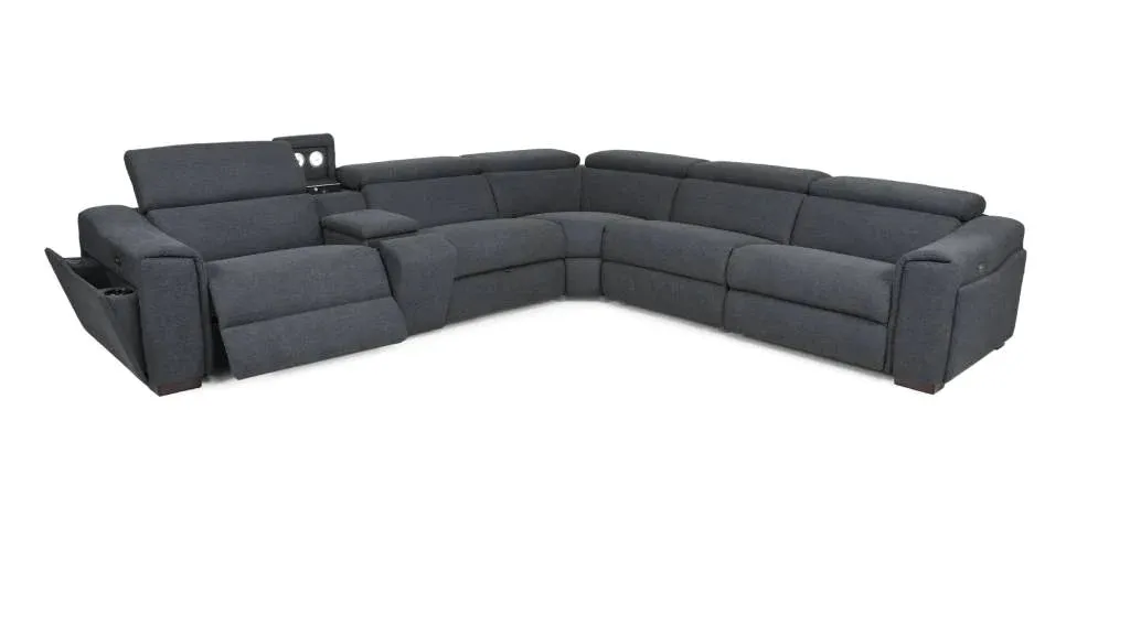 Byron Fabric Powered Modular Recliner Sofa- Dark Grey