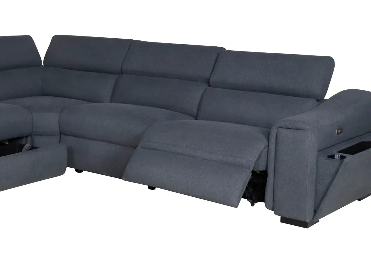 Byron Fabric Powered Modular Recliner Sofa- Dark Grey