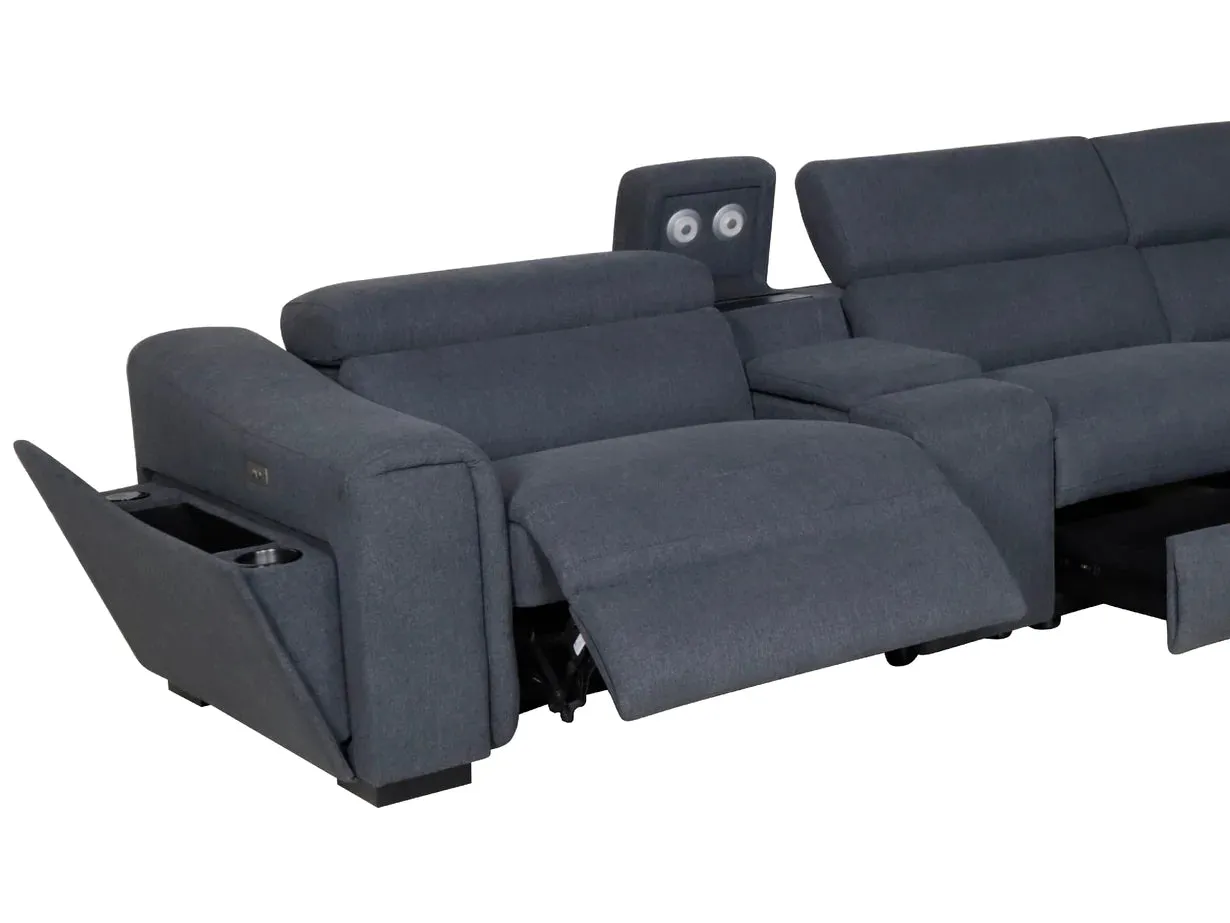 Byron Fabric Powered Modular Recliner Sofa- Dark Grey