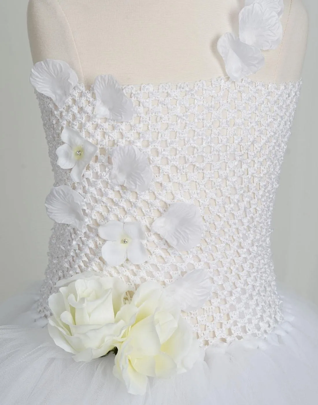 Comely White Crochet Bustle Tutu Dress