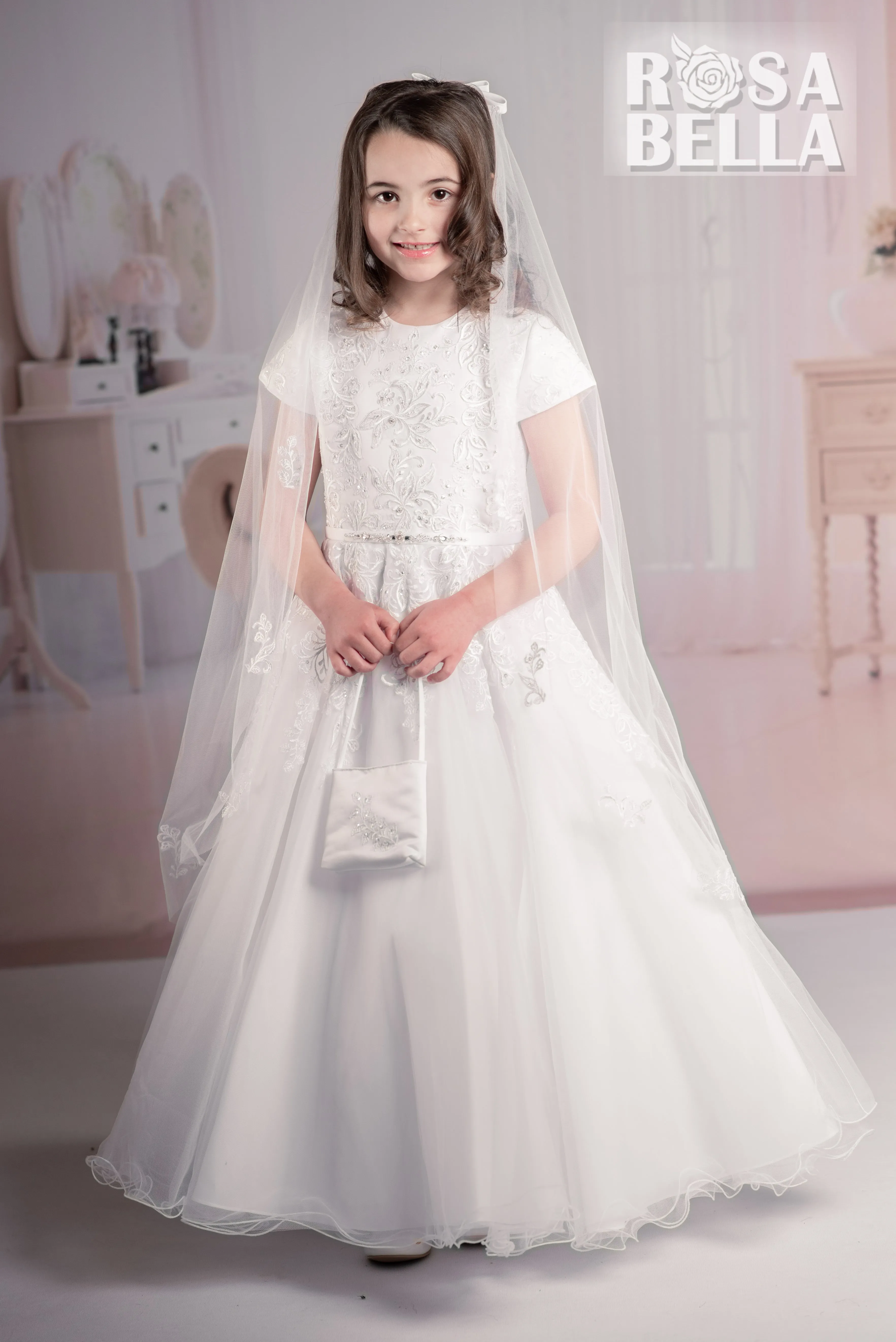 Communion Dress with Purse & Veil