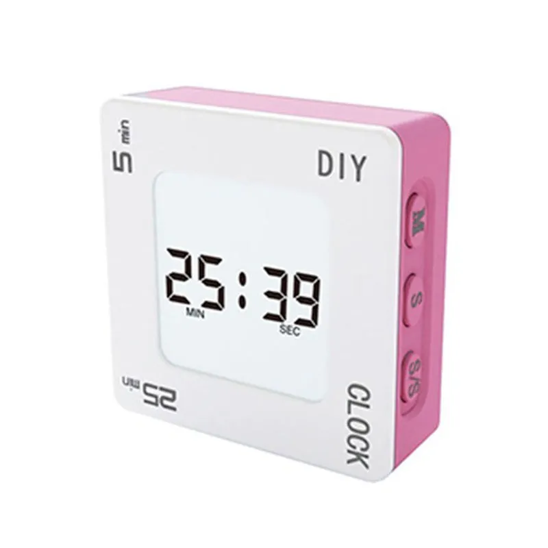 DIY Time Management Tomato Timer Creative Square Alarm Vibration Flashing Backlight Timer Reminder For Students