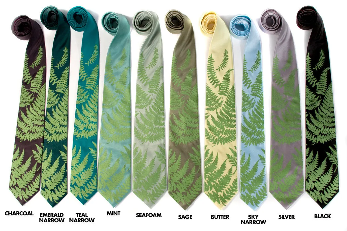 Fern Necktie. Leaf Print Tie