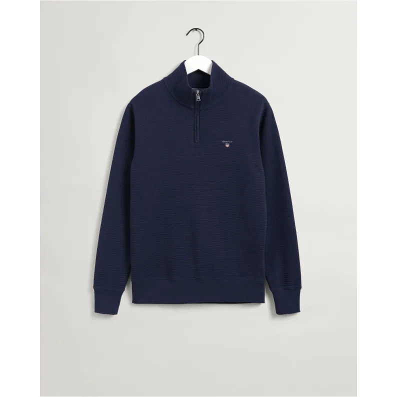 GANT Waffle Half Zip Sweater 2028040 - Evening Blue