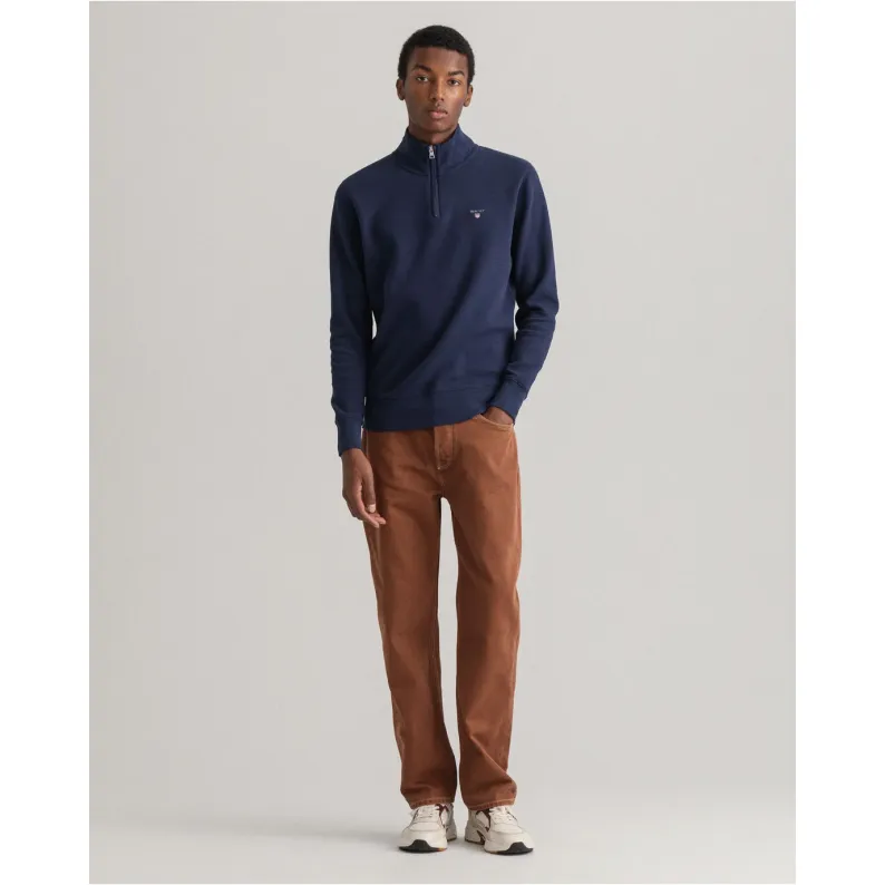 GANT Waffle Half Zip Sweater 2028040 - Evening Blue