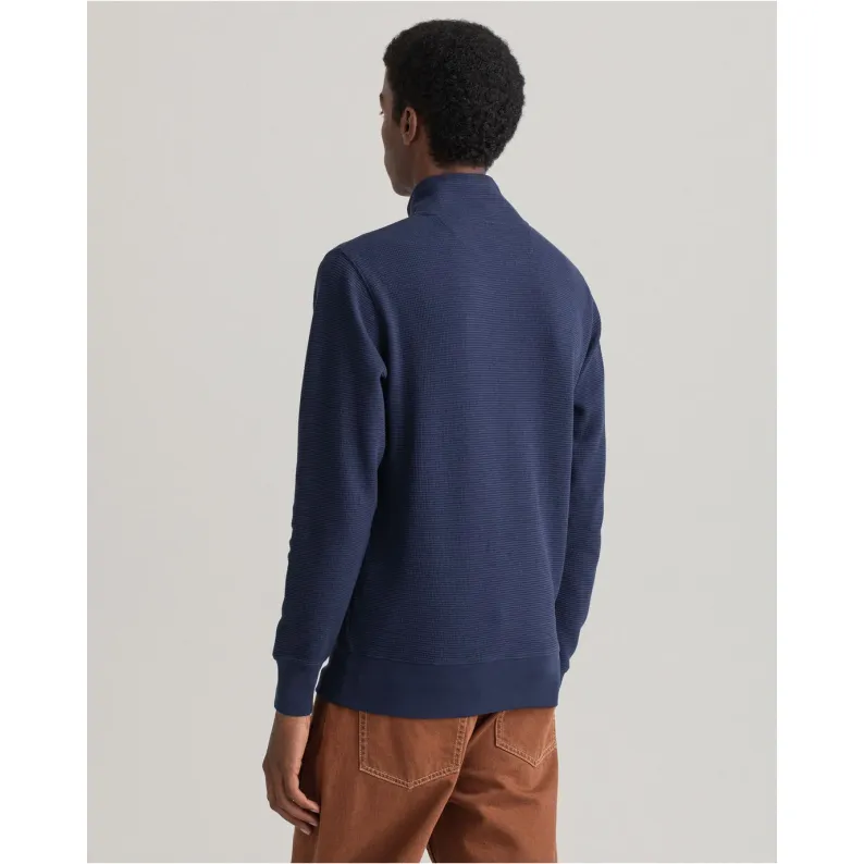 GANT Waffle Half Zip Sweater 2028040 - Evening Blue