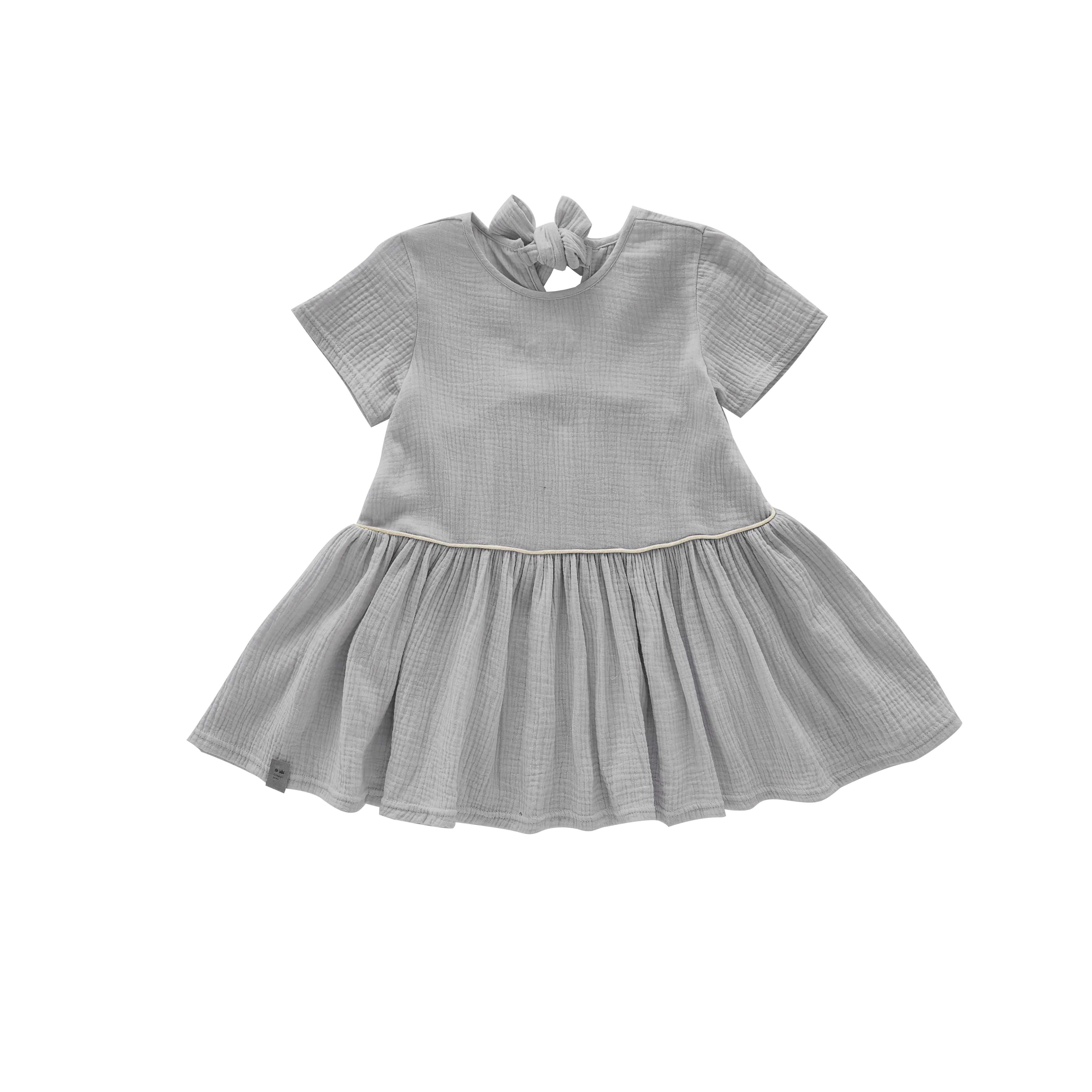 Girls Hi-Low Drop Waist Dress | Light Grey