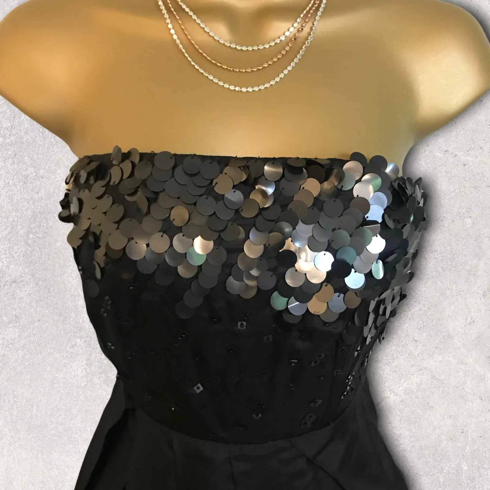 GIVe Black Silk & Sequin Bubble Cocktail Dress UK 8  US 4 EU 36