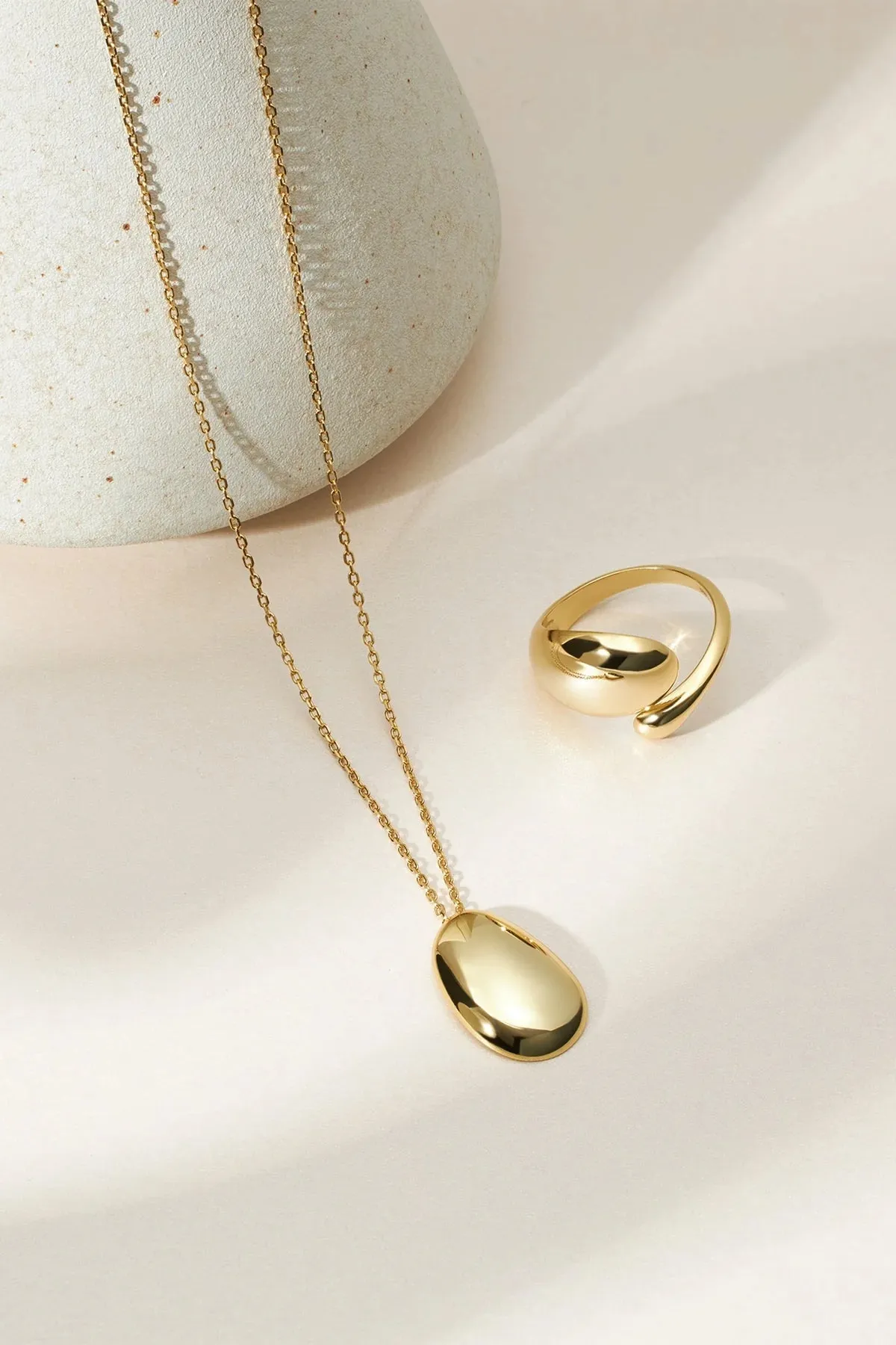 Gold Plated Harmony Pebble Necklace