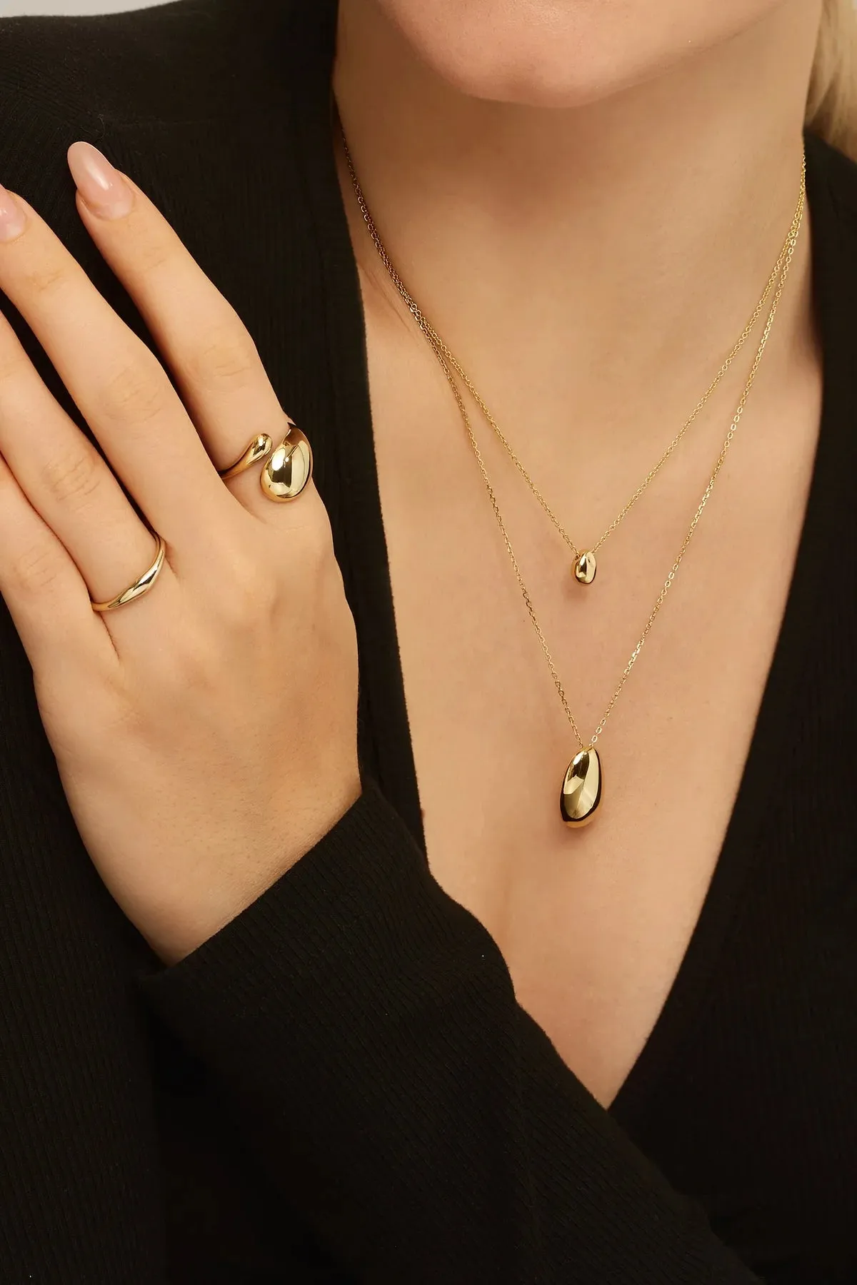 Gold Plated Harmony Pebble Necklace