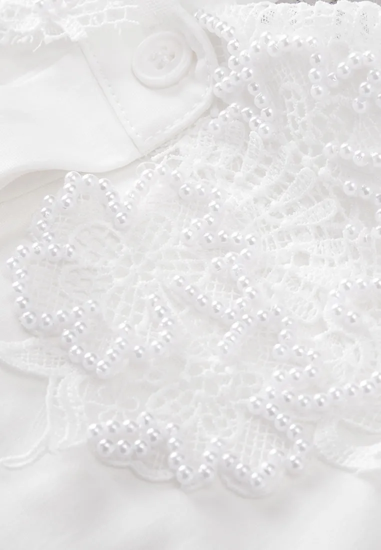 Grace Lace and Pearl Detailed Blouse