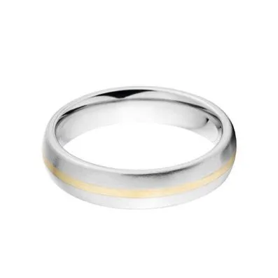 Half Round Style w/14k Inlay and a Brush Finish Cobalt Chrome Ring:Cobalt Chrome  Wedding Ring