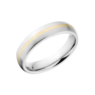 Half Round Style w/14k Inlay and a Brush Finish Cobalt Chrome Ring:Cobalt Chrome  Wedding Ring