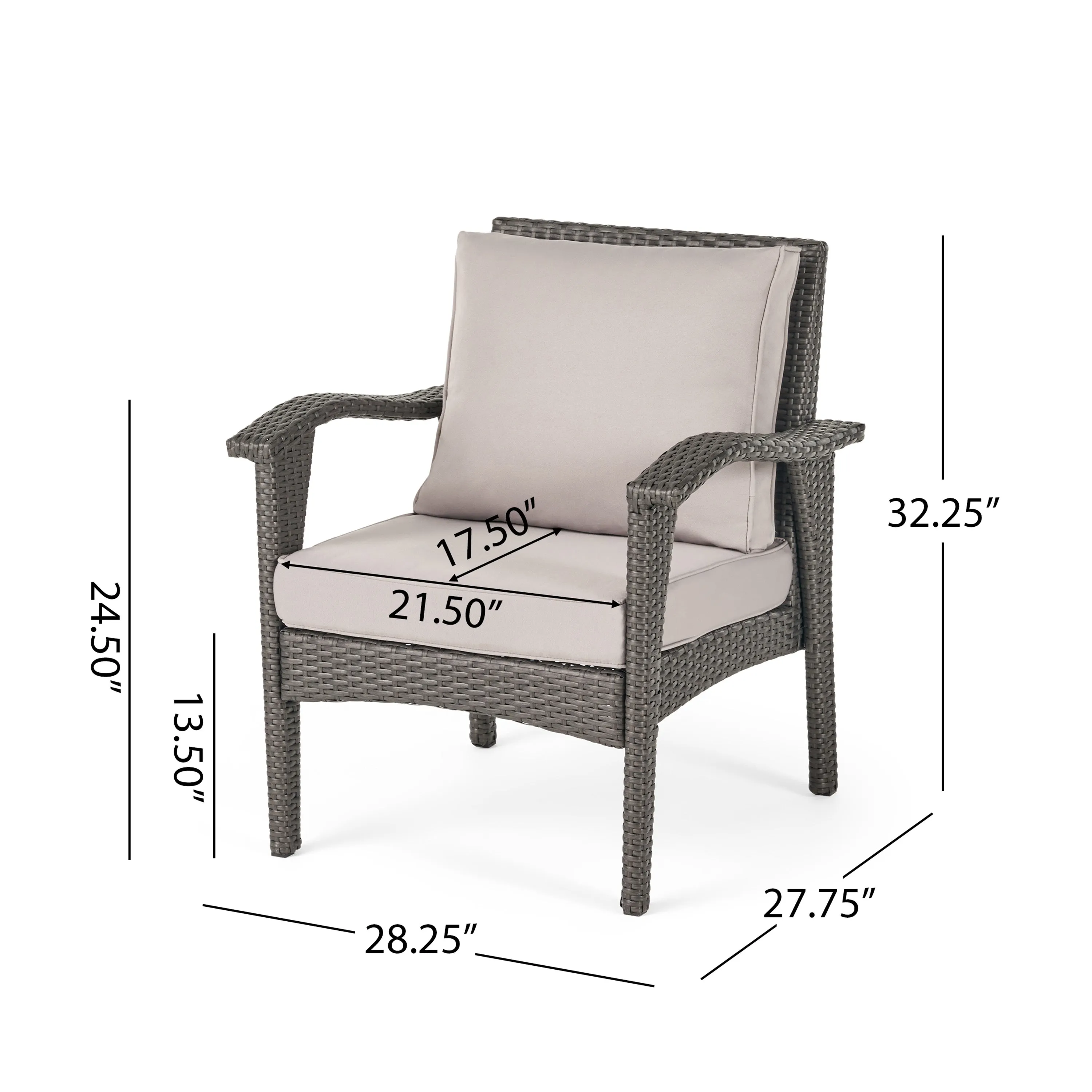 HONOLULU GREY CLUB CHAIR (2)