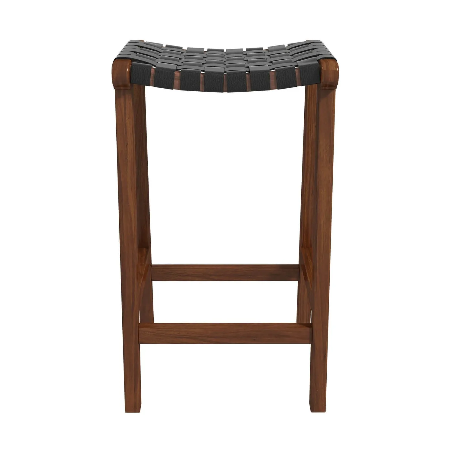 James Mid-Century Modern Genuine Leather Bar Stool