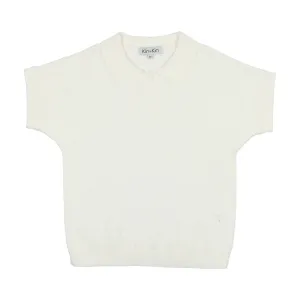 Kin and Kin White Knit Polo Sweater