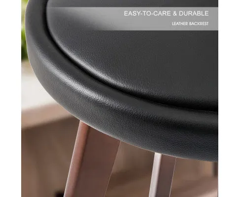 La Bella 4 Set 72cm Black Brown Wooden Bar Stool Leila Leather