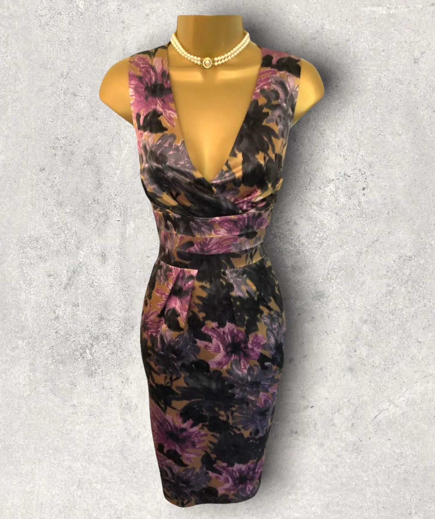 L.K. Bennett Multicoloured Floral Silk Blend Pencil Dress UK 10 US 6 EU 38