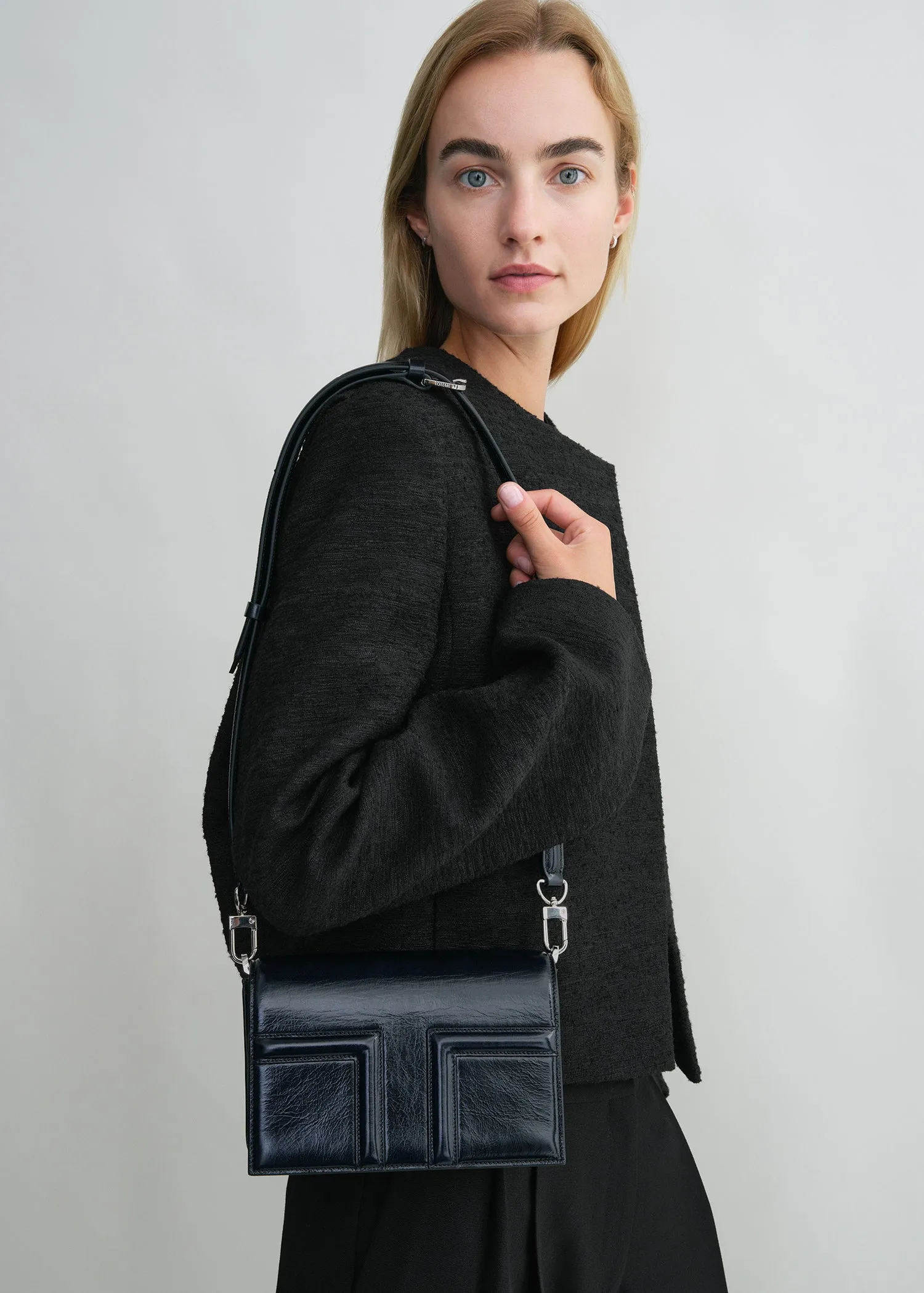 Mini T-Flap naplack-leather bag navy