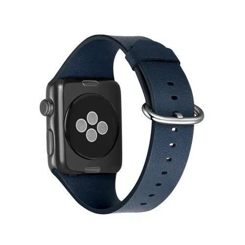 Minimalist Simple Leather band, Silver Buckle iWatch Bracelet 7 6 5