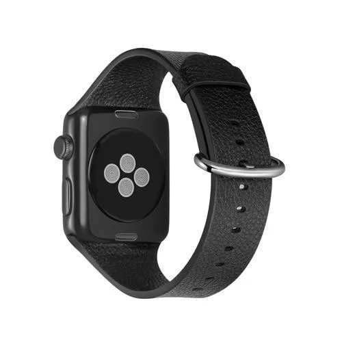 Minimalist Simple Leather band, Silver Buckle iWatch Bracelet 7 6 5