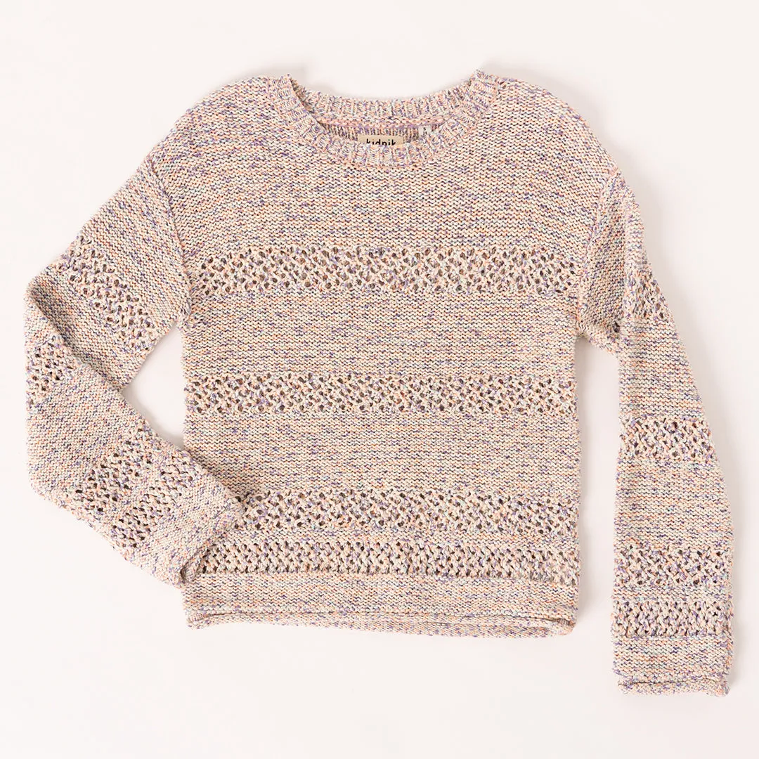 Multi Marled Pointelle Sweater