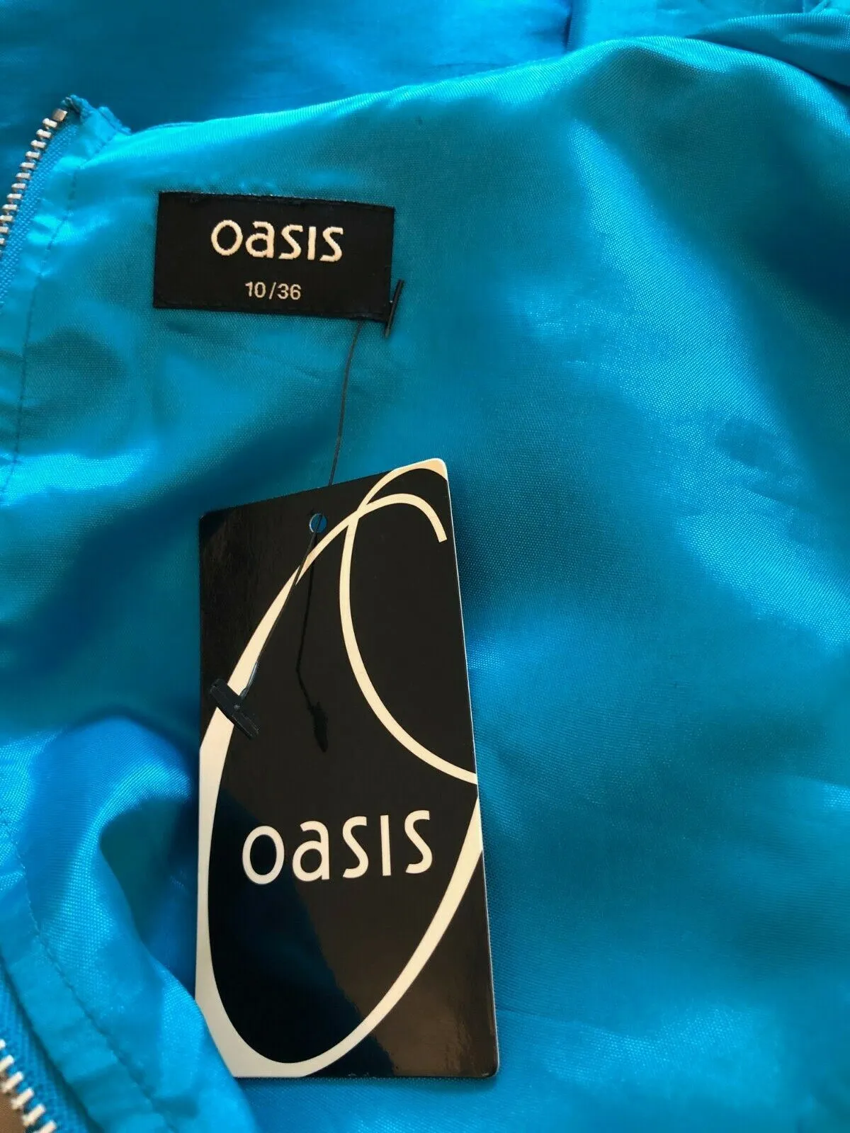 Oasis Turquoise Silk Mini Dress UK 10 US 6 EU 38 BNWT RRP £75