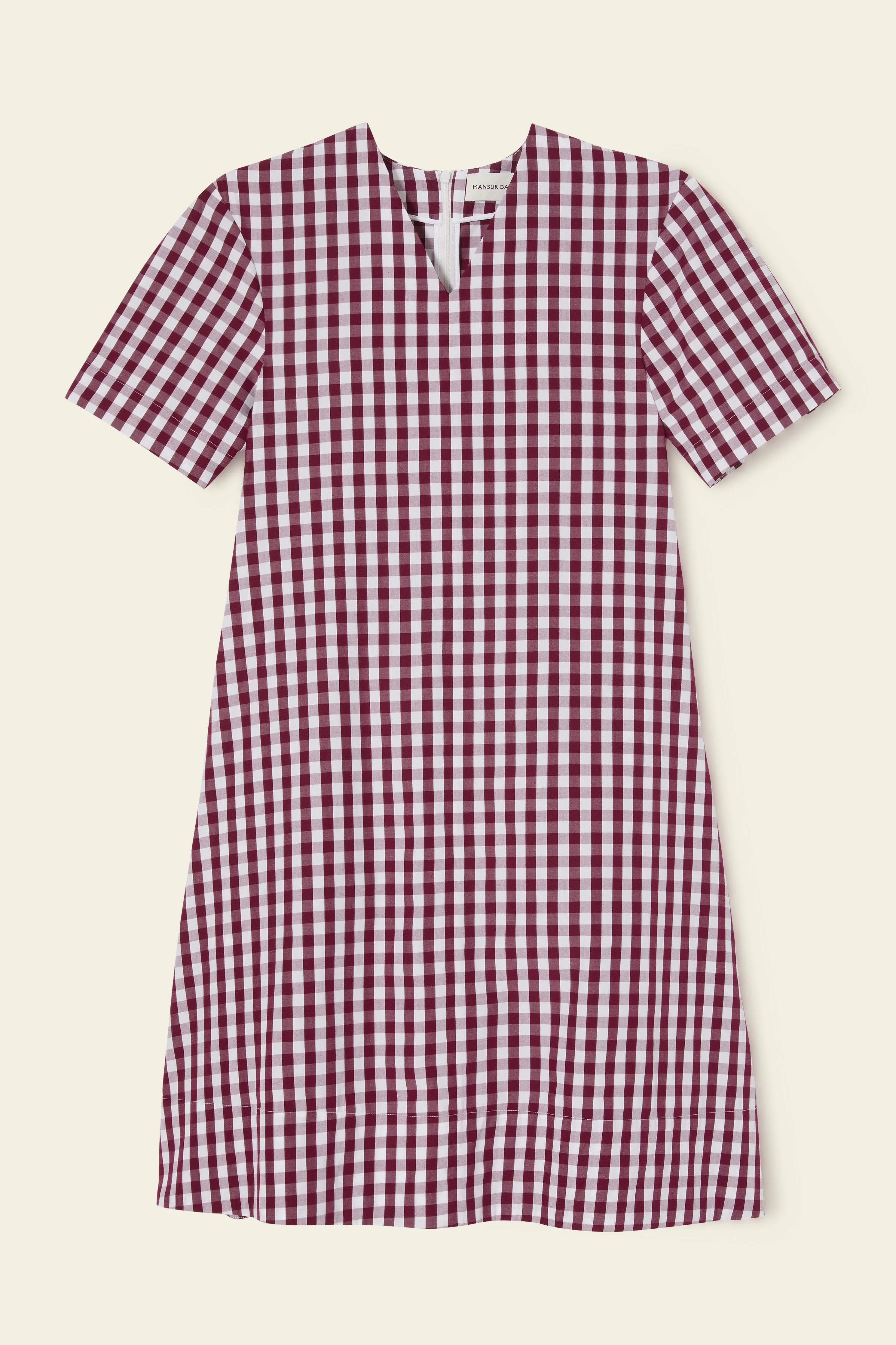 Oversized Gingham Dress - Wine