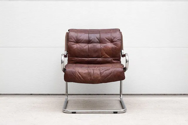 Patchwork Leather & Chrome Chair