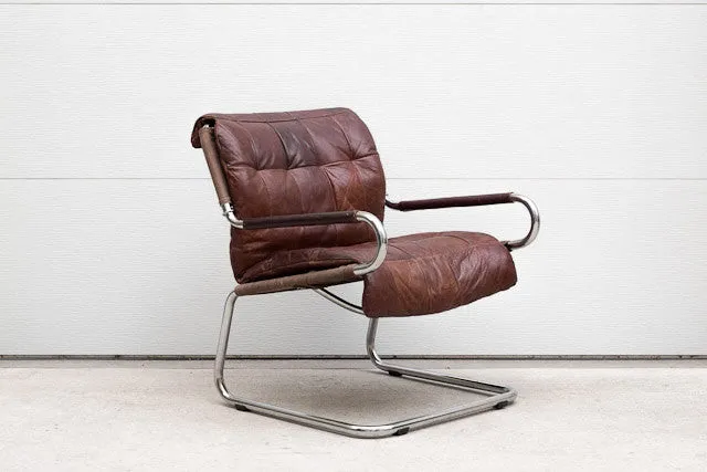 Patchwork Leather & Chrome Chair