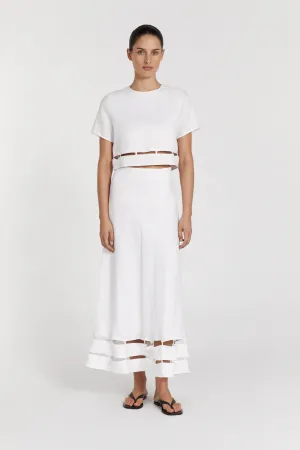 PETRA WHITE LINEN MIDI SKIRT