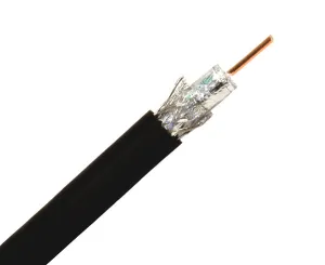 RG11 Coaxial Cable, Riser, Dual Shield, CATV,  14 AWG Solid CCS, CMR, 60% AL Braid Shielding/AL Foil, 1,000', Black