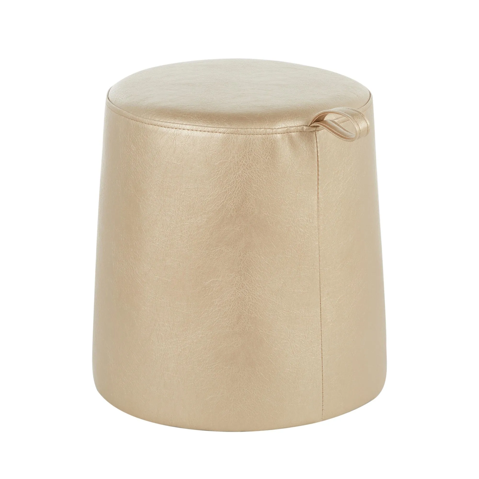 Rollo Contemporary Ottoman in Gold Faux Leather by LumiSource