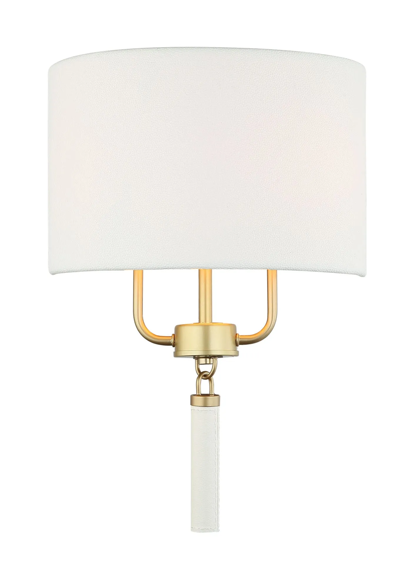 Secret Agent 368W02GOW 2-Light Wall Sconce - Painted Gold/White Leather