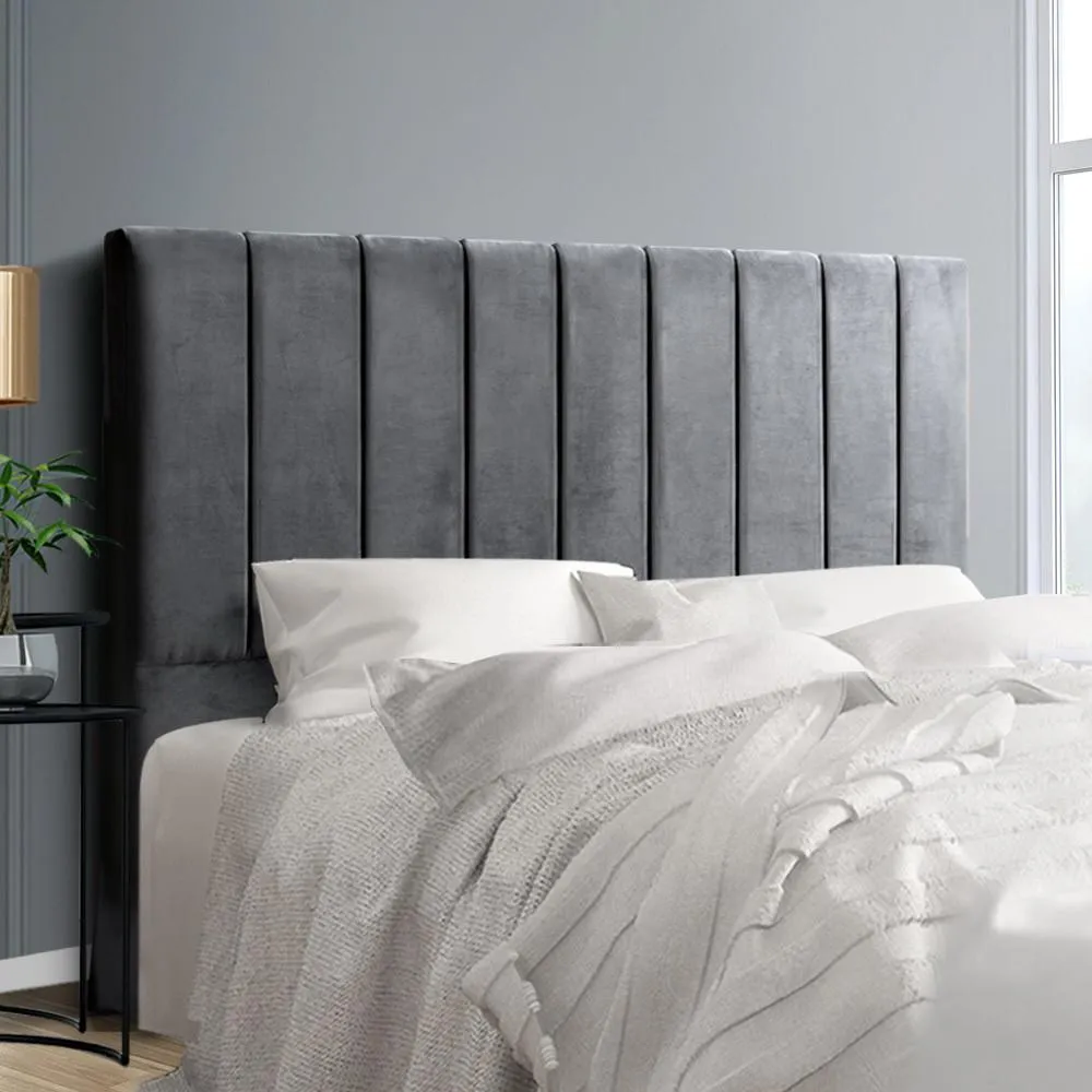 Soira Double Size Velvet Bedhead - Grey