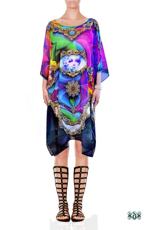 Vibrant Colors Devarshy Pure Silk Short Embellished Kaftan - 1100B