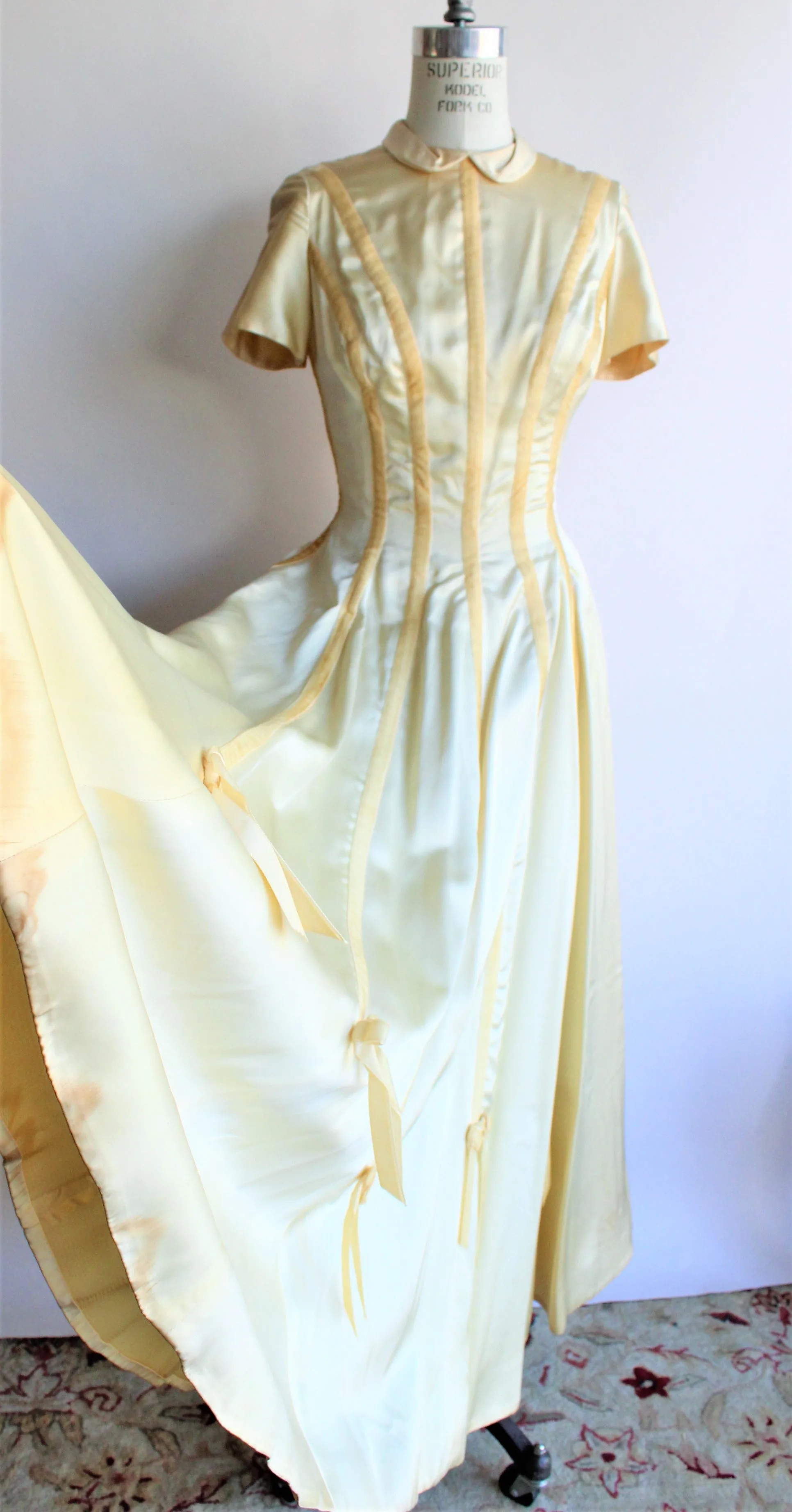 Vintage 1950s Gold Satin Party Dress